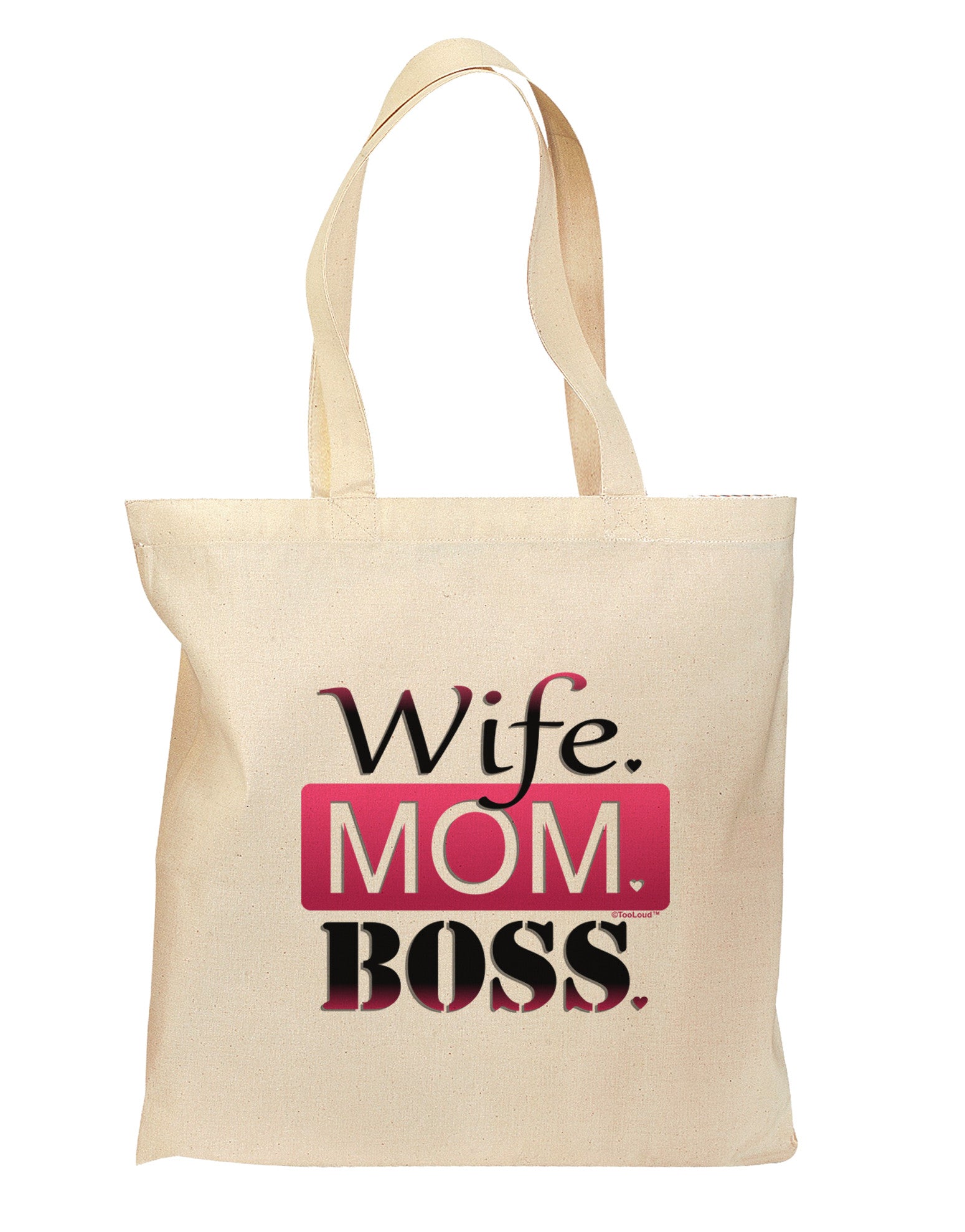 Wife Mom Boss Grocery Tote Bag - Natural-Grocery Tote-TooLoud-Natural-Medium-Davson Sales