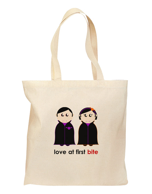 Love at First Bite Vampire Couple Halloween Grocery Tote Bag-Grocery Tote-TooLoud-Natural-Medium-Davson Sales