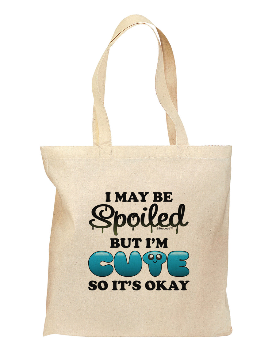 Spoiled But Cute Blue Grocery Tote Bag - Natural-Grocery Tote-TooLoud-Natural-Medium-Davson Sales