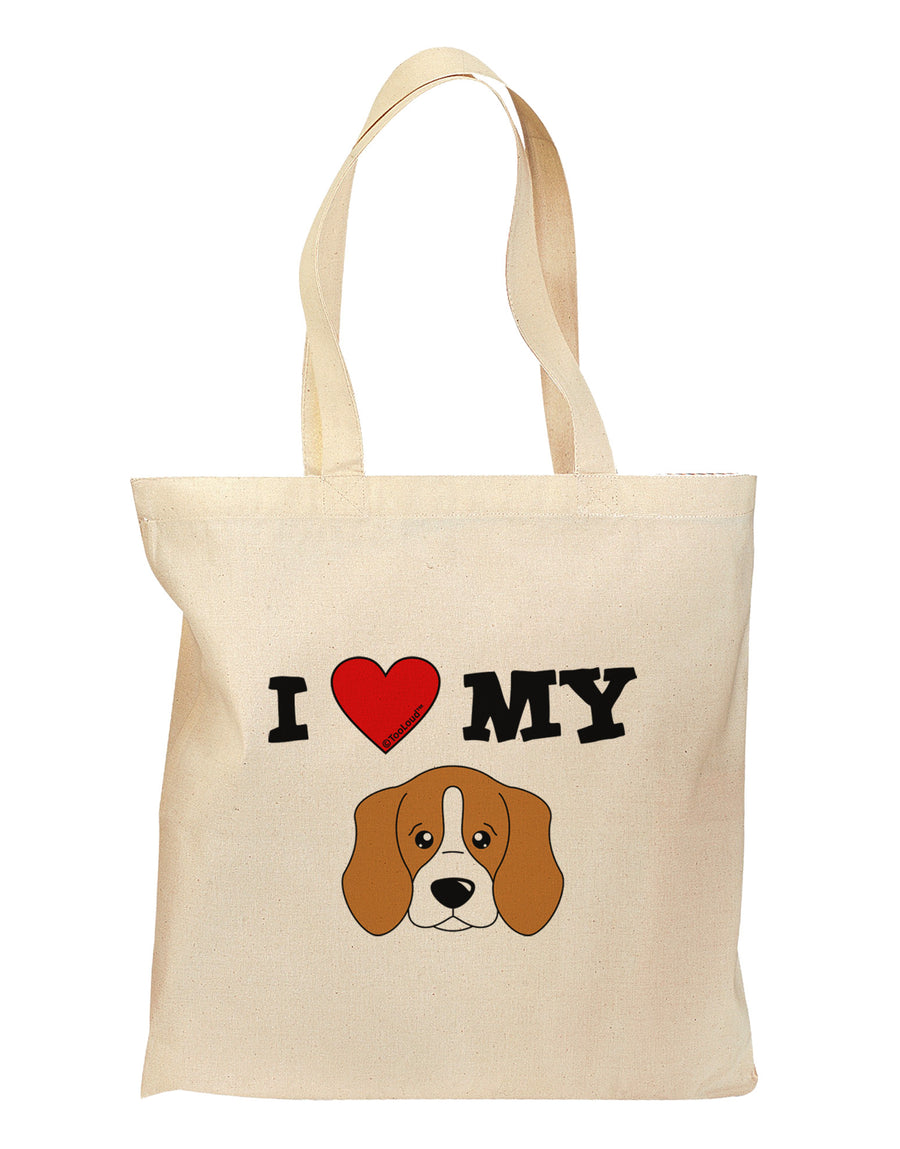 I Heart My - Cute Beagle Dog Grocery Tote Bag by TooLoud-Grocery Tote-TooLoud-Natural-Medium-Davson Sales