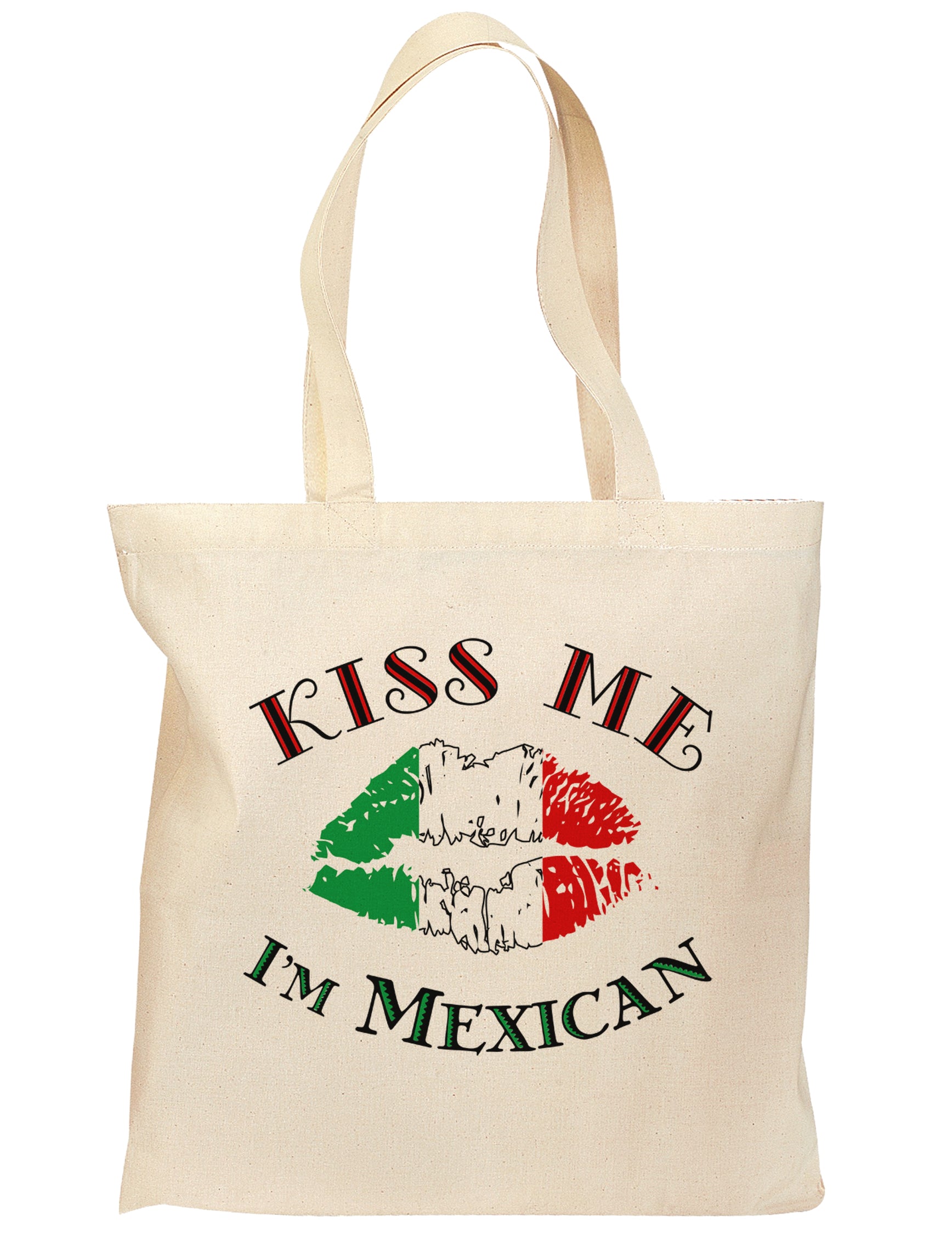 Kiss Me I'm Mexican Grocery Tote Bag-Grocery Tote-TooLoud-Natural-Medium-Davson Sales