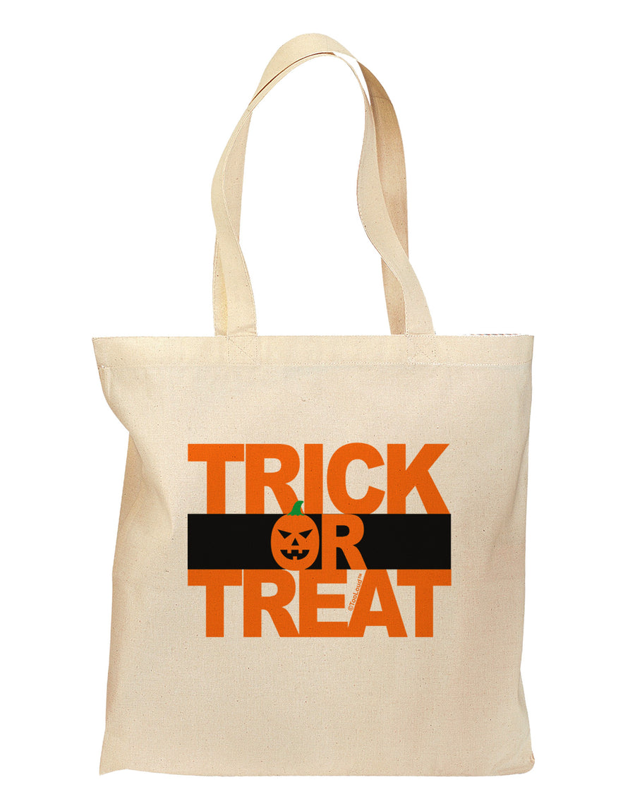 Trick or Treat Text Grocery Tote Bag-Grocery Tote-TooLoud-Natural-Medium-Davson Sales