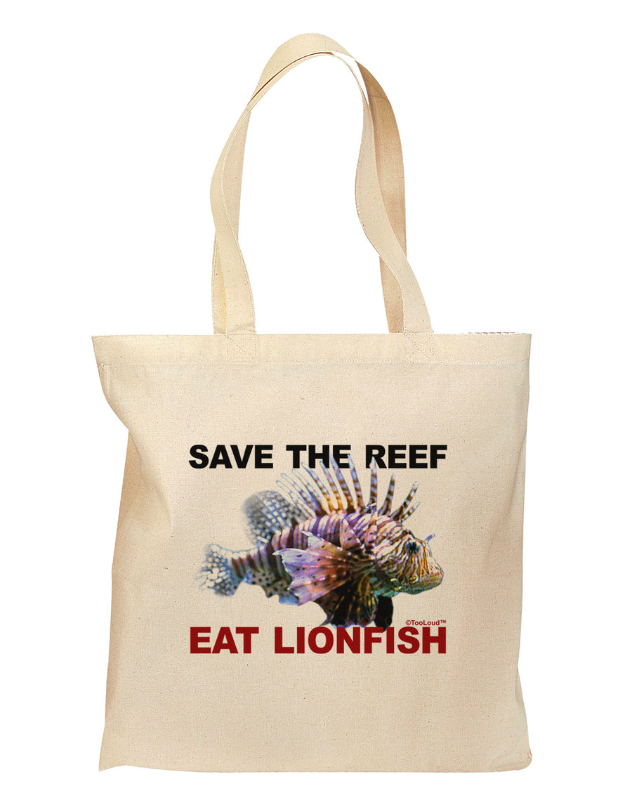 Save the Reef - Eat Lionfish Grocery Tote Bag-Grocery Tote-TooLoud-Natural-Medium-Davson Sales