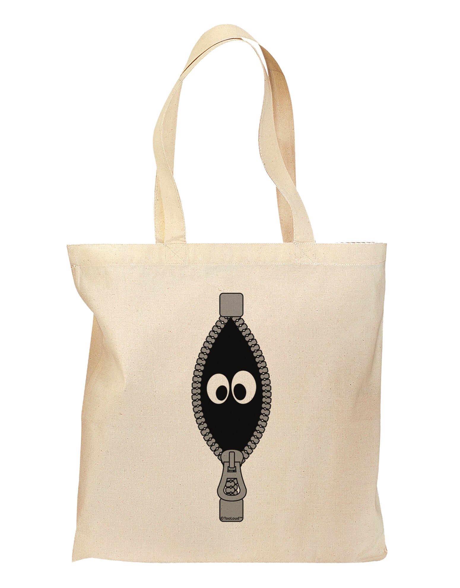 Funny Eyes Peeking Out of Zipper Grocery Tote Bag by TooLoud-Grocery Tote-TooLoud-Natural-Medium-Davson Sales