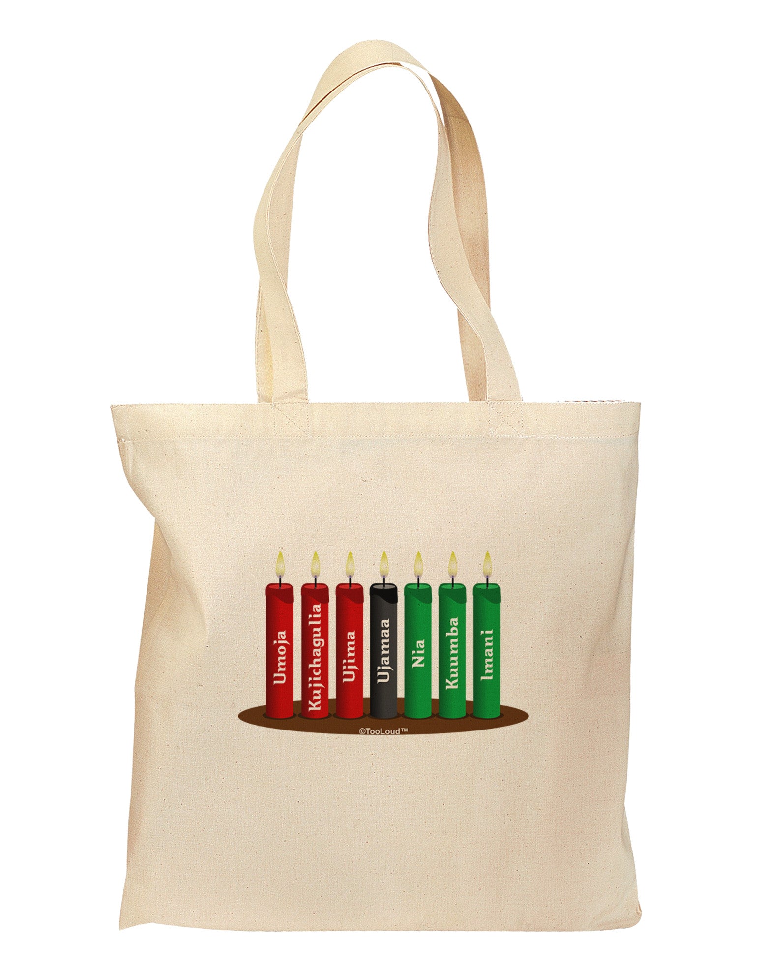 Kwanzaa Candles 7 Principles Grocery Tote Bag-Grocery Tote-TooLoud-Natural-Medium-Davson Sales