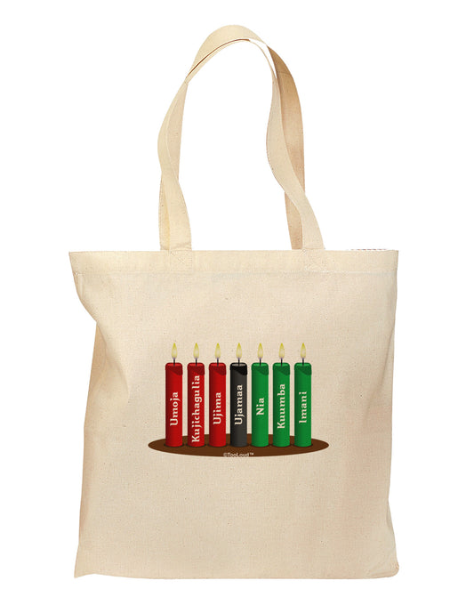 Kwanzaa Candles 7 Principles Grocery Tote Bag-Grocery Tote-TooLoud-Natural-Medium-Davson Sales