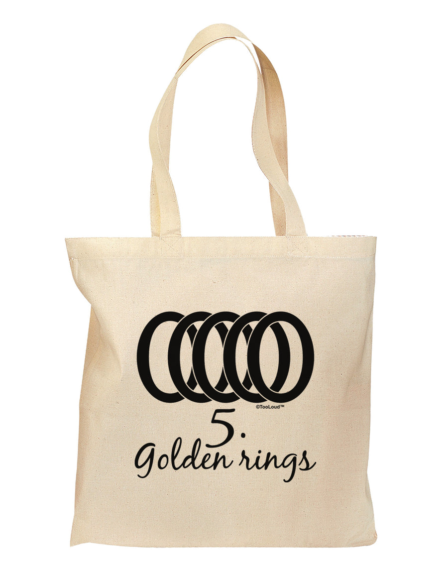 Five Golden Rings Text Grocery Tote Bag-Grocery Tote-TooLoud-Natural-Medium-Davson Sales