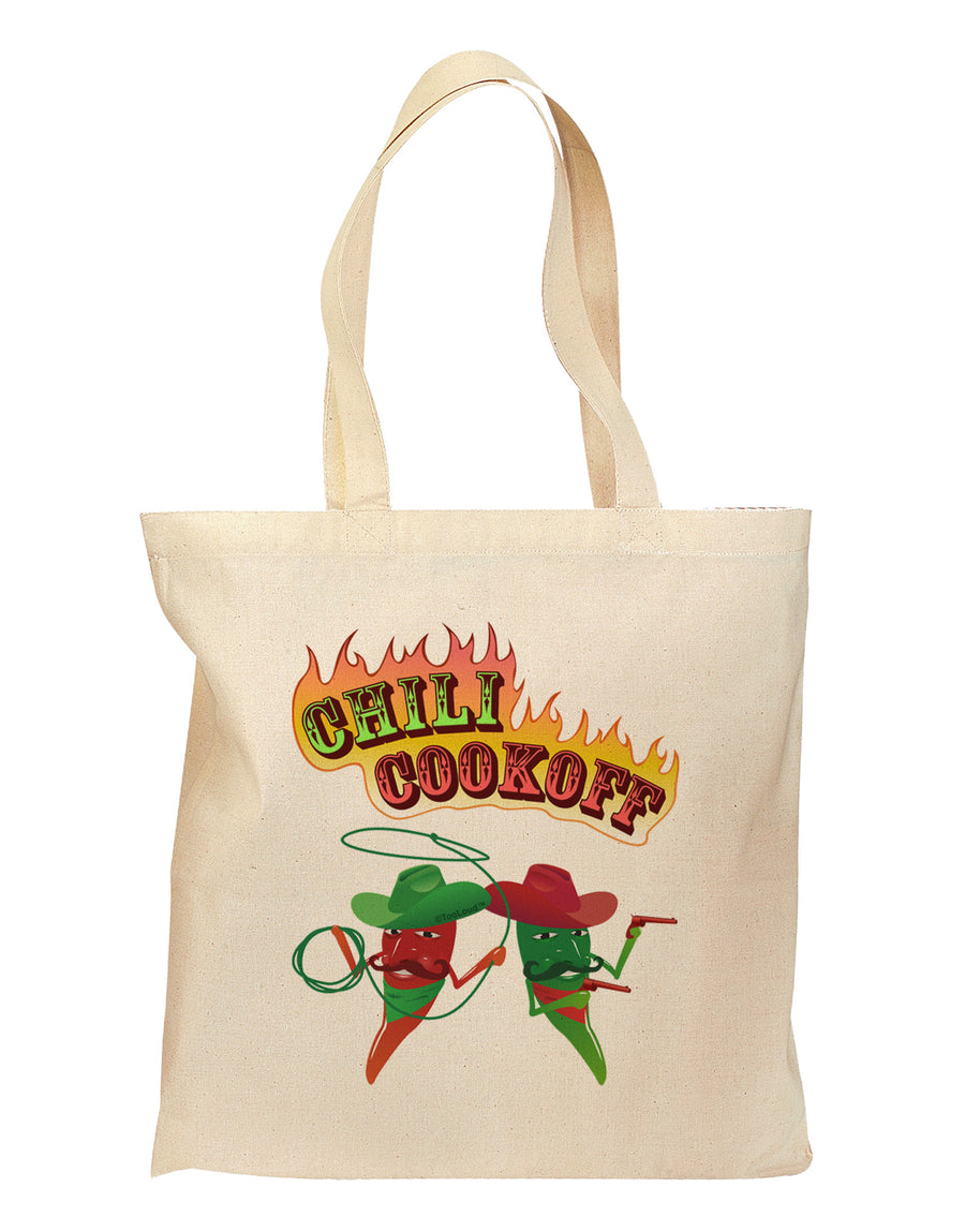 Cowboy Chili Cookoff Grocery Tote Bag-Grocery Tote-TooLoud-Natural-Medium-Davson Sales