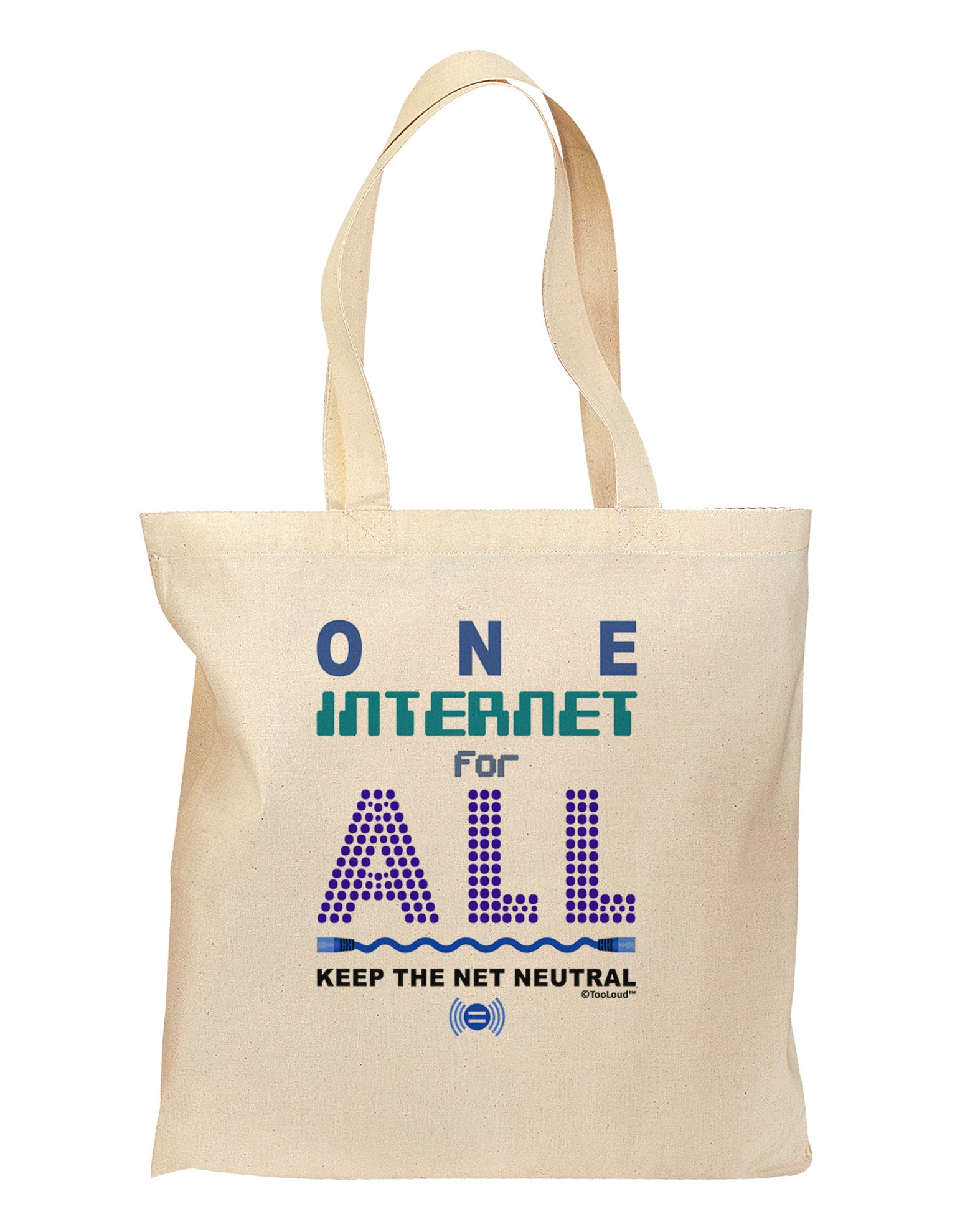 One Internet For All Keep The Net Neutral Grocery Tote Bag-Grocery Tote-TooLoud-Natural-Medium-Davson Sales