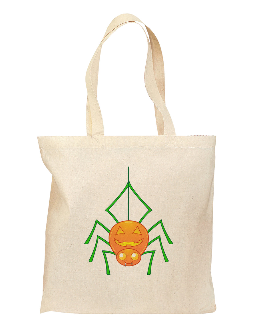 Cute Pumpkin Spider - Halloween Grocery Tote Bag-Grocery Tote-TooLoud-Natural-Medium-Davson Sales