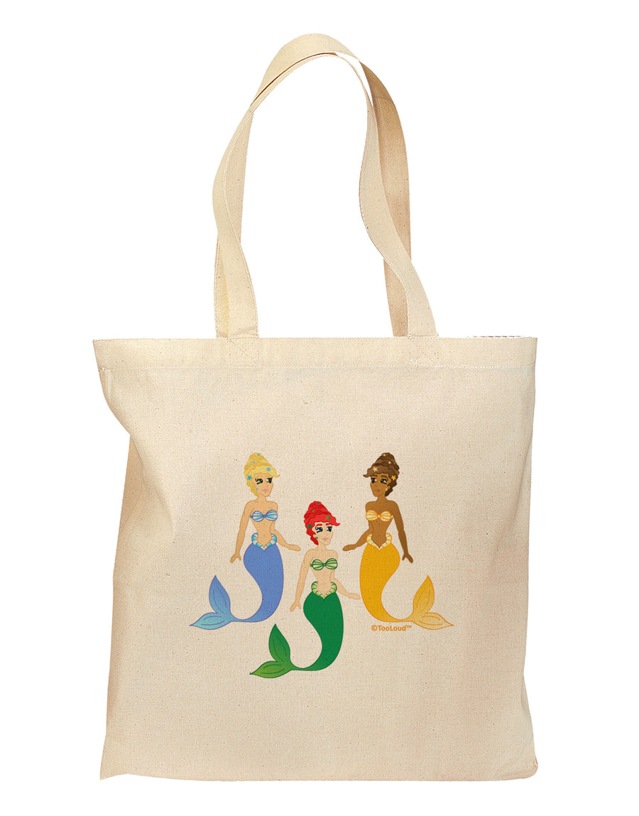 Three Mermaids Grocery Tote Bag-Grocery Tote-TooLoud-Natural-Medium-Davson Sales