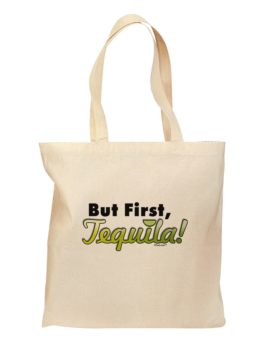 But First Tequila Grocery Tote Bag-Grocery Tote-TooLoud-Natural-Medium-Davson Sales