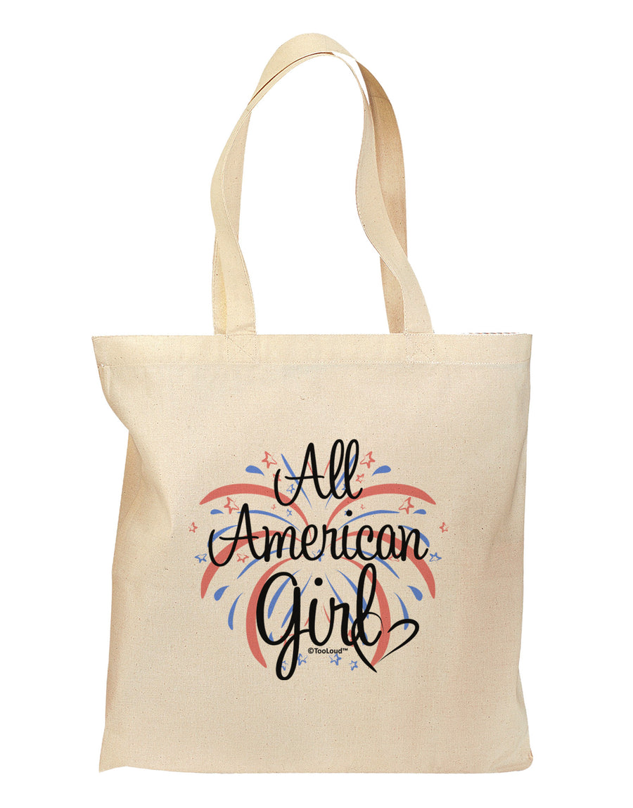 All American Girl - Fireworks and Heart Grocery Tote Bag by TooLoud-Grocery Tote-TooLoud-Natural-Medium-Davson Sales