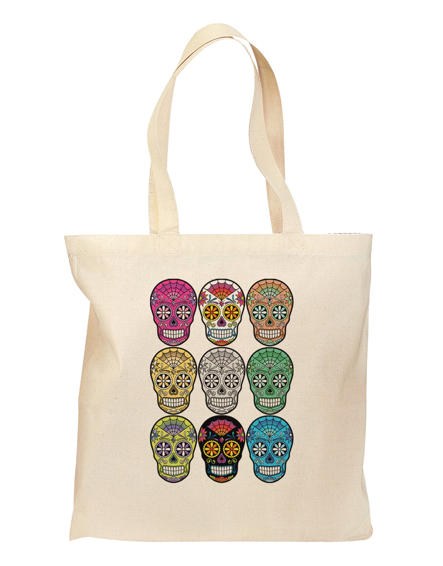 Dia de los Muertos Calaveras Sugar Skulls Grocery Tote Bag-Grocery Tote-TooLoud-Natural-Medium-Davson Sales