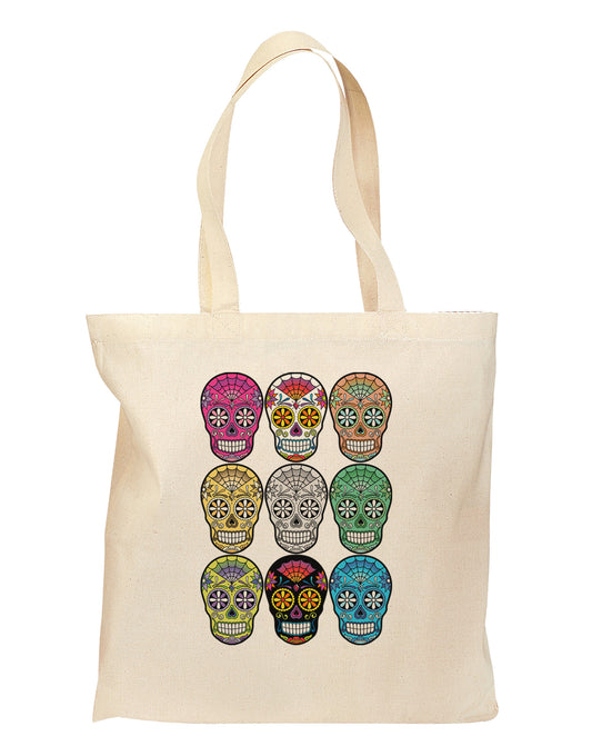 Dia de los Muertos Calaveras Sugar Skulls Grocery Tote Bag-Grocery Tote-TooLoud-Natural-Medium-Davson Sales