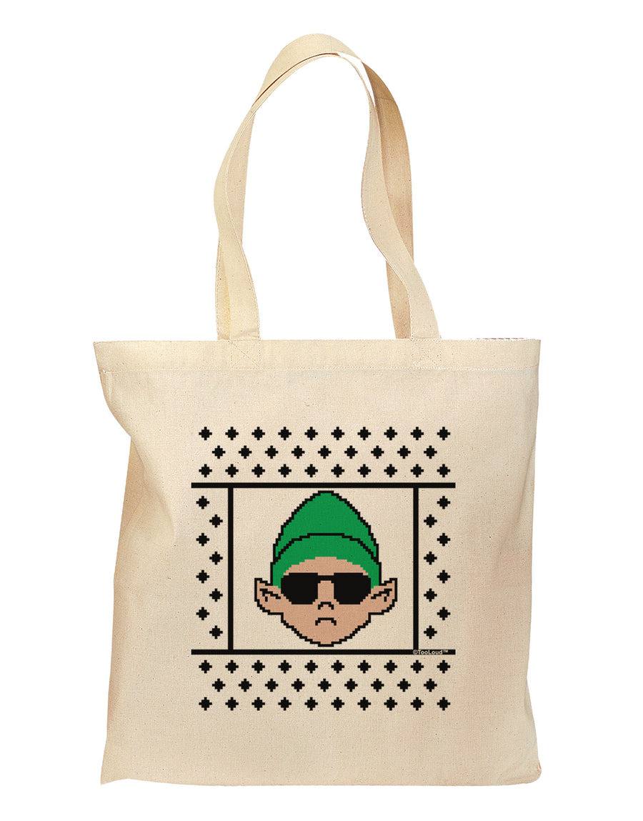 Cool Elf Christmas Sweater Grocery Tote Bag-Grocery Tote-TooLoud-Natural-Medium-Davson Sales