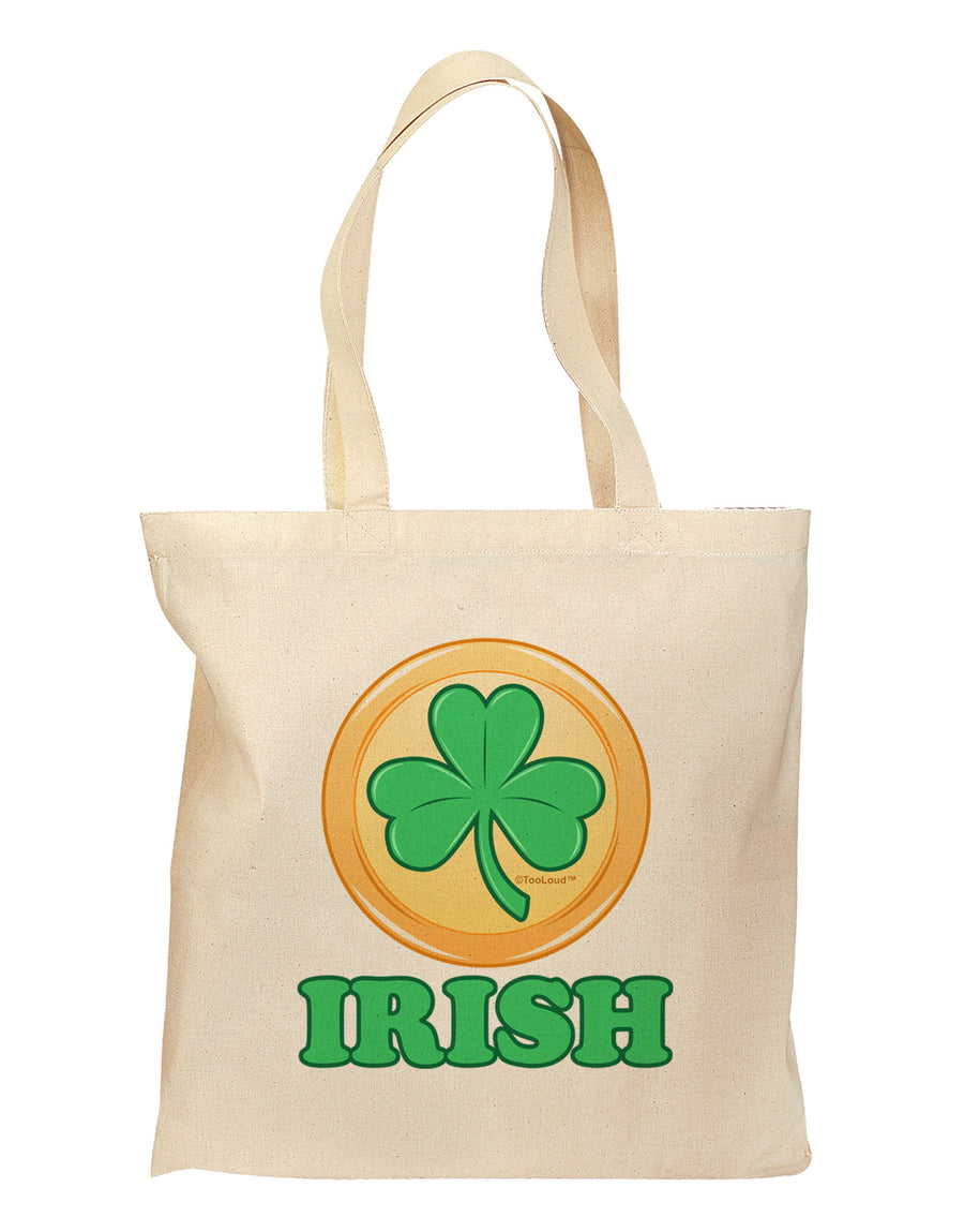 Shamrock Button - Irish Grocery Tote Bag by TooLoud-Grocery Tote-TooLoud-Natural-Medium-Davson Sales