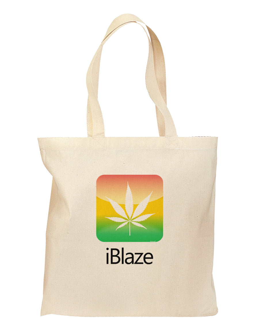 iBlaze Logo - Marijuana Leaf Grocery Tote Bag-Grocery Tote-TooLoud-Natural-Medium-Davson Sales