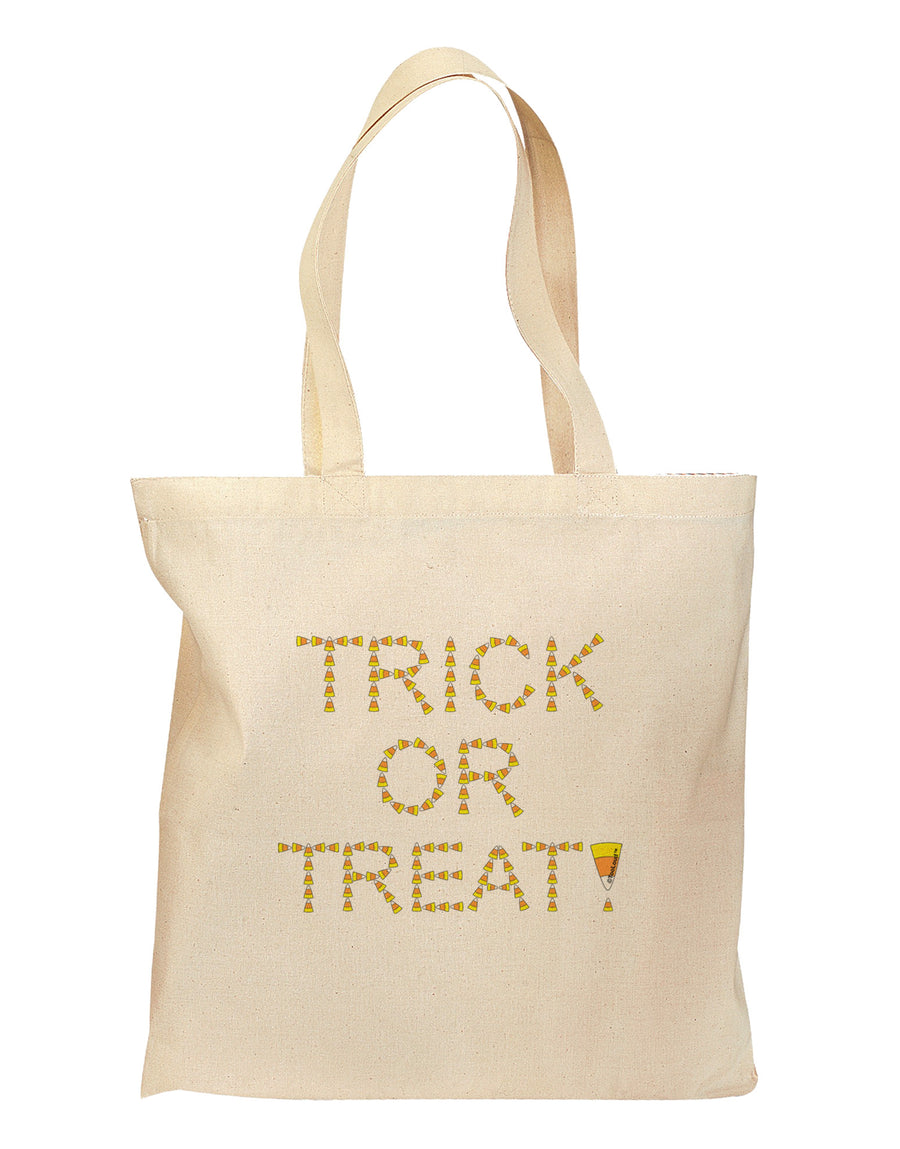 Trick or Treat Candy Corn Halloween Grocery Tote Bag-Grocery Tote-TooLoud-Natural-Medium-Davson Sales