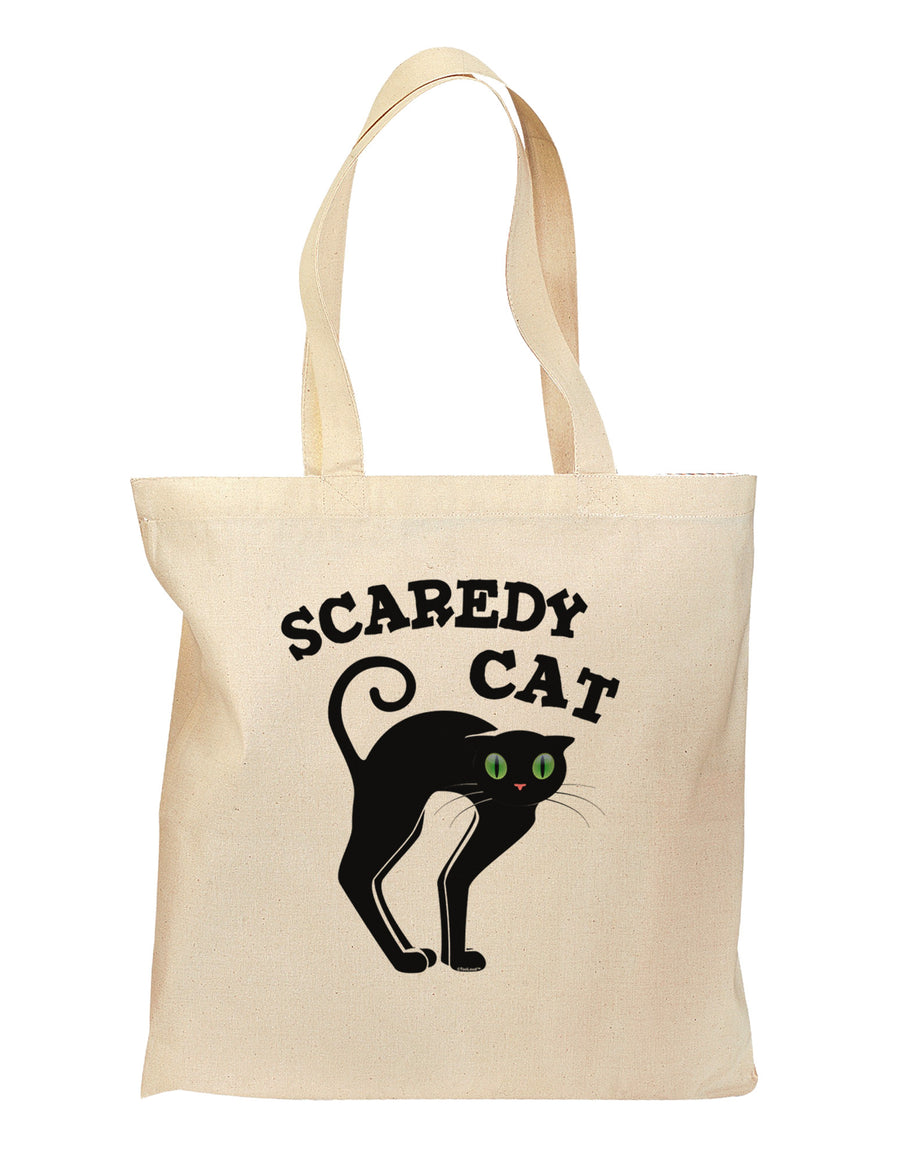 Cute Scaredy Cat Black Cat Halloween Grocery Tote Bag-Grocery Tote-TooLoud-Natural-Medium-Davson Sales