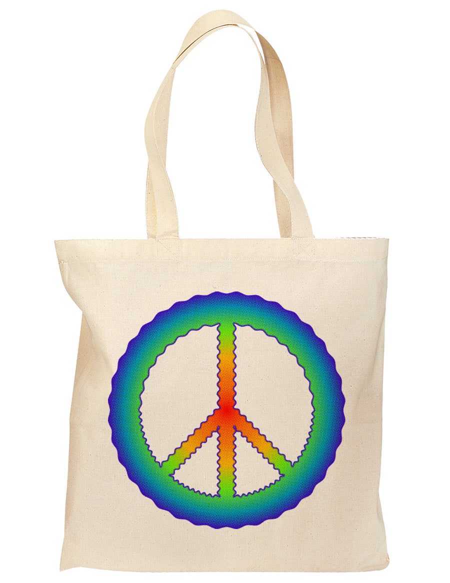 Halftone Peace Grocery Tote Bag-Grocery Tote-TooLoud-Natural-Medium-Davson Sales