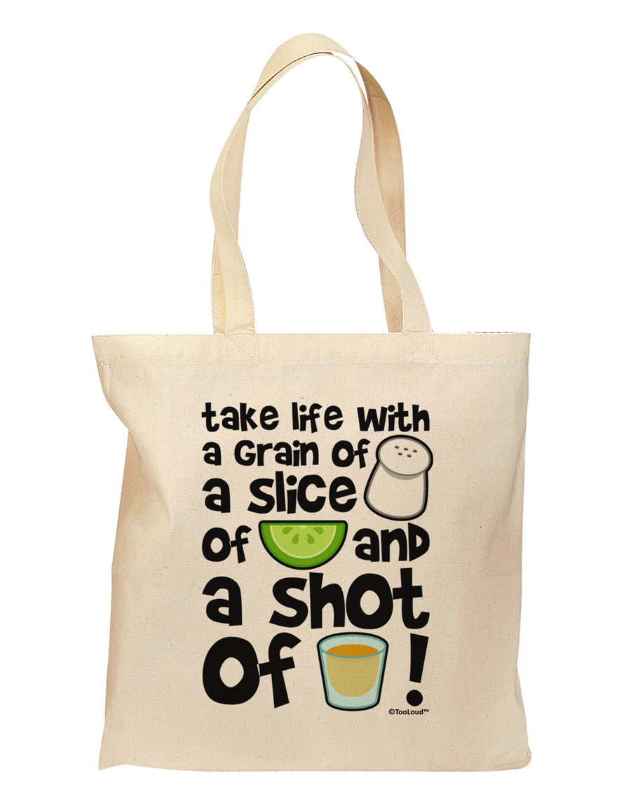 Take Life with a Grain of Salt and a Shot of Tequila Grocery Tote Bag by TooLoud-Grocery Tote-TooLoud-Natural-Medium-Davson Sales