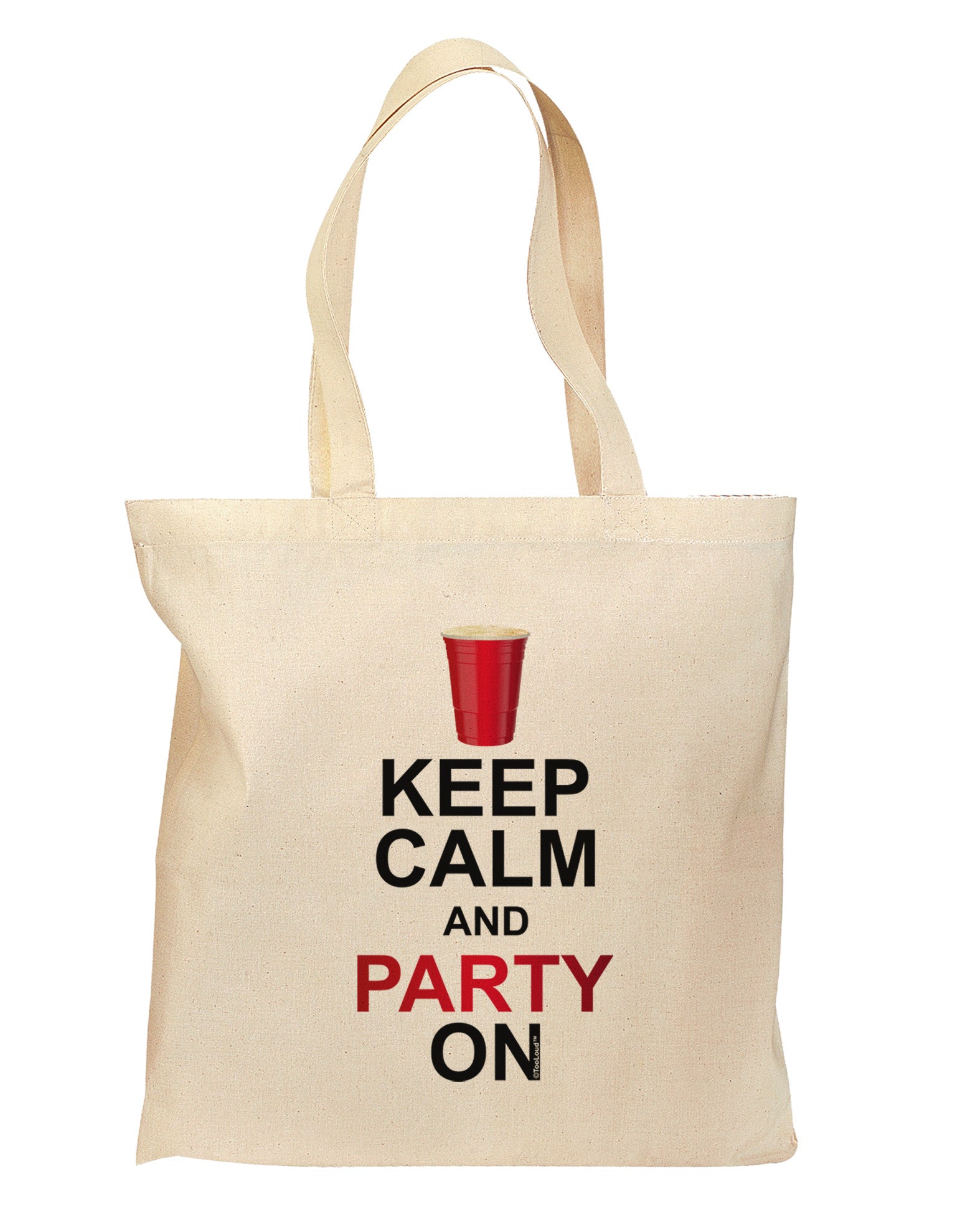 Keep Calm - Party Beer Grocery Tote Bag - Natural-Grocery Tote-TooLoud-Natural-Medium-Davson Sales
