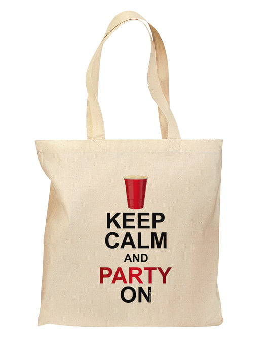 Keep Calm - Party Beer Grocery Tote Bag - Natural-Grocery Tote-TooLoud-Natural-Medium-Davson Sales