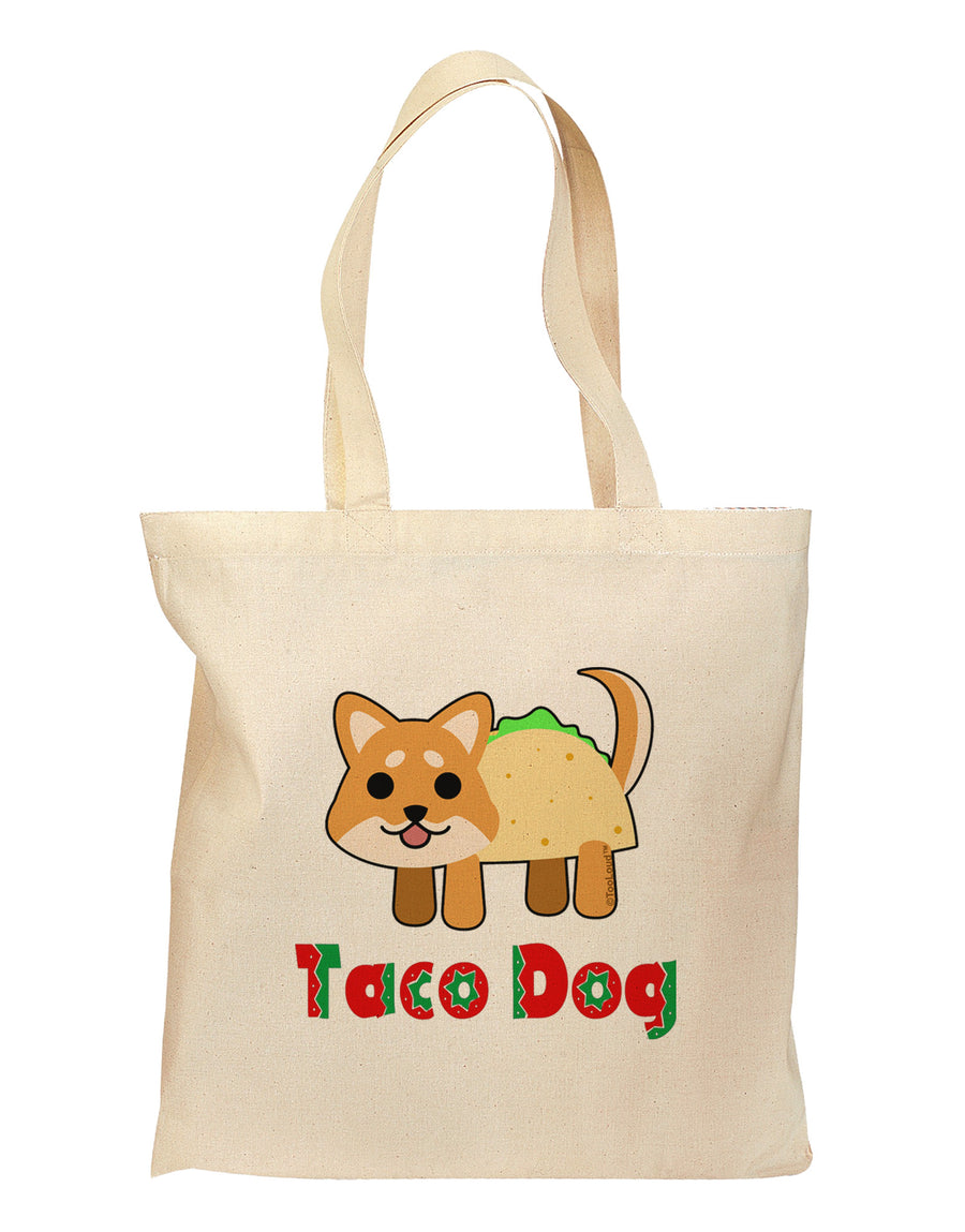 Cute Taco Dog Text Grocery Tote Bag-Grocery Tote-TooLoud-Natural-Medium-Davson Sales