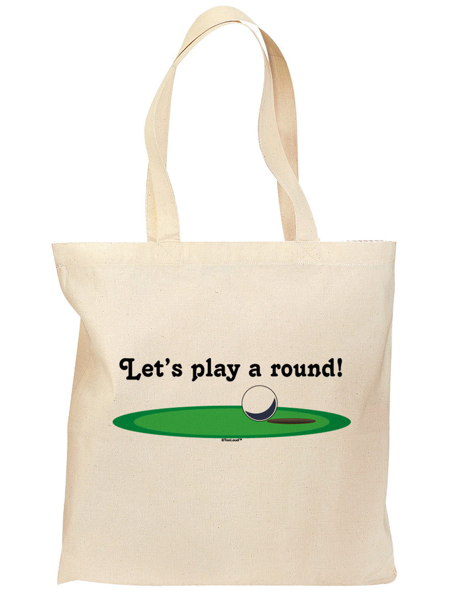 Let's Play a Round Grocery Tote Bag-Grocery Tote-TooLoud-Natural-Medium-Davson Sales