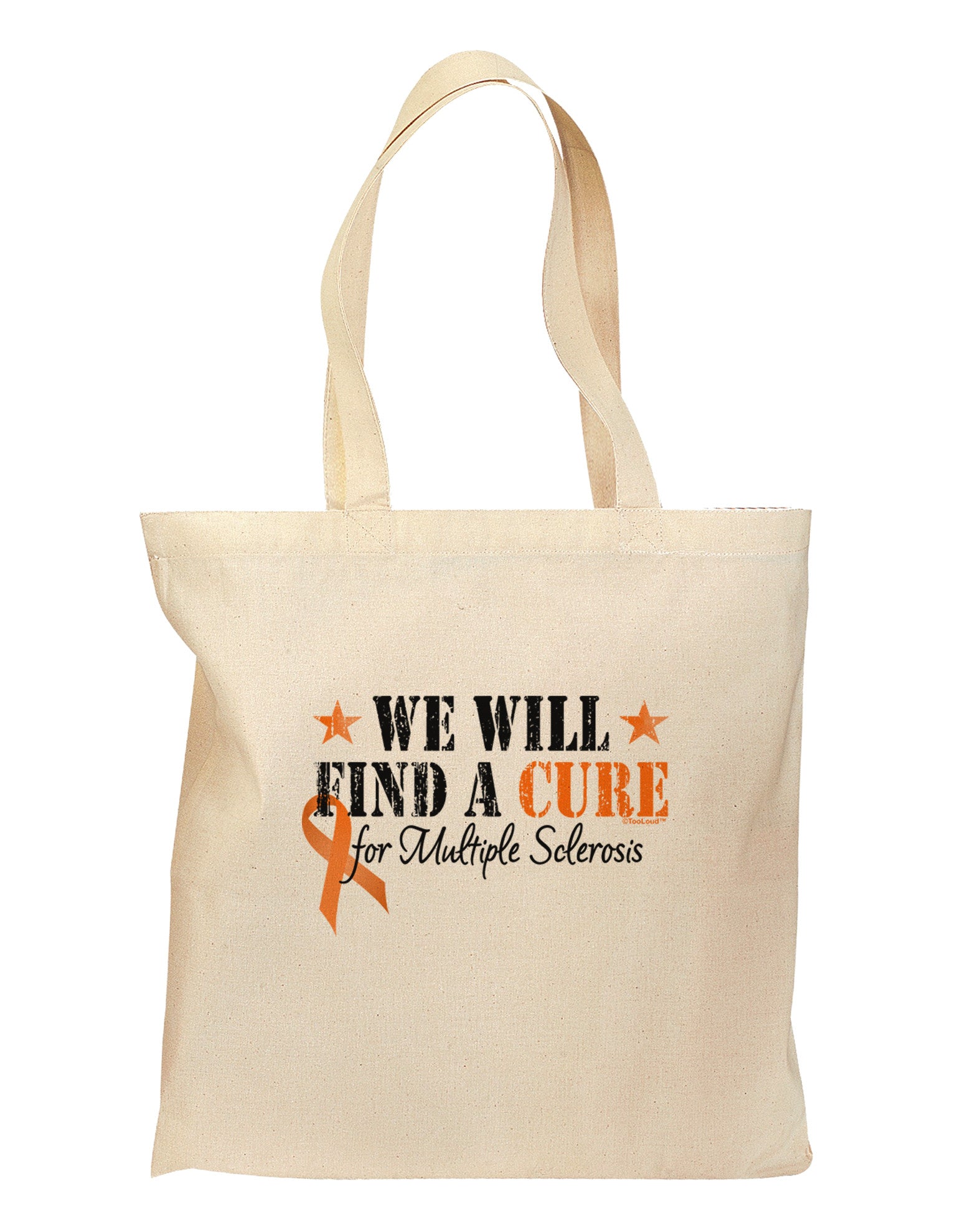 MS - We Will Find A Cure Grocery Tote Bag-Grocery Tote-TooLoud-Natural-Medium-Davson Sales