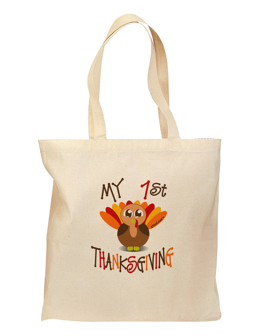 My 1st Thanksgiving Grocery Tote Bag-Grocery Tote-TooLoud-Natural-Medium-Davson Sales