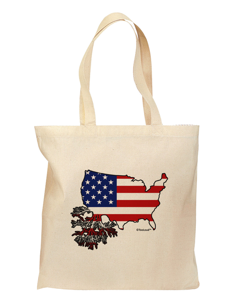 American Roots Design - American Flag Grocery Tote Bag by TooLoud-Grocery Tote-TooLoud-Natural-Medium-Davson Sales