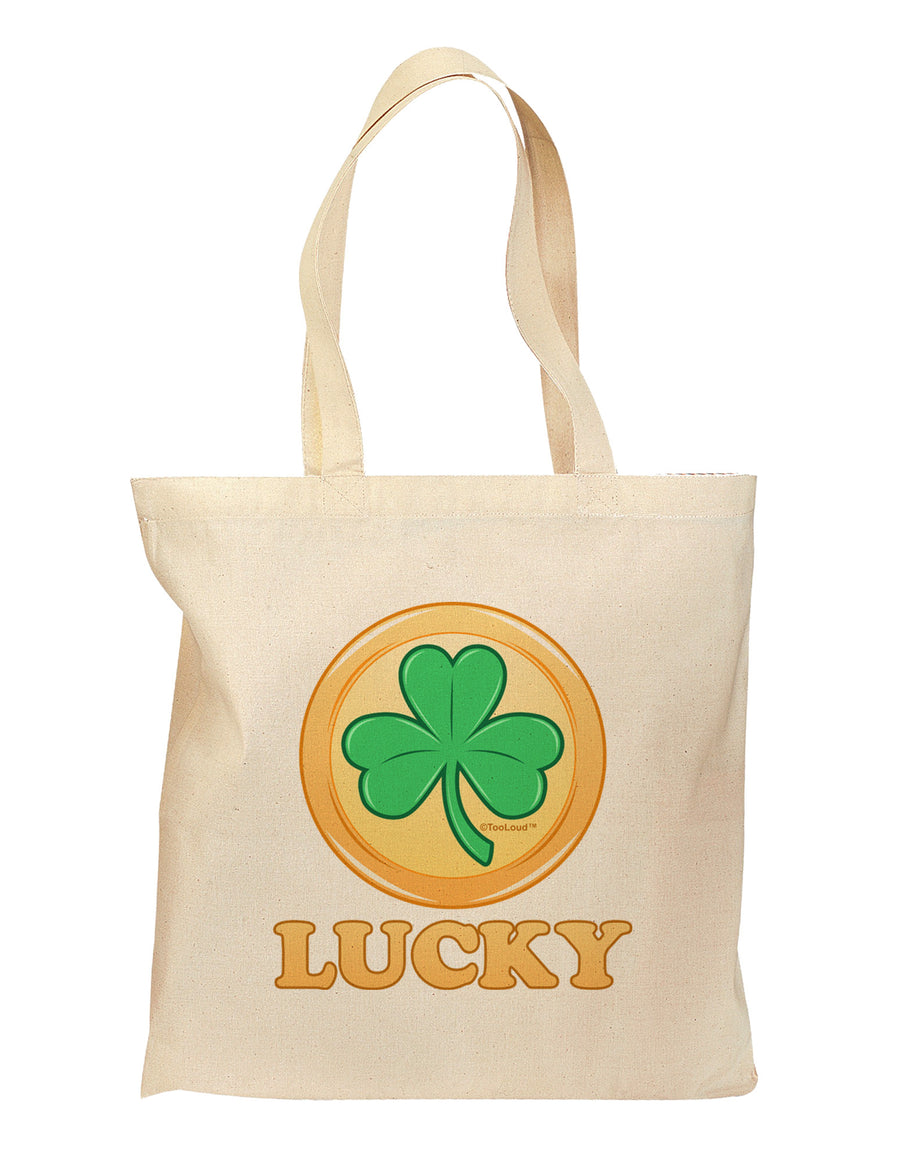 Shamrock Button - Lucky Grocery Tote Bag by TooLoud-Grocery Tote-TooLoud-Natural-Medium-Davson Sales