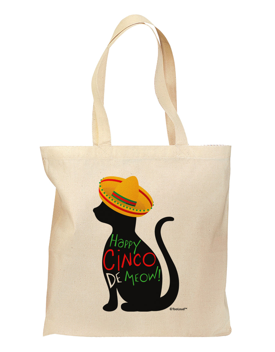 Happy Cinco de Meow - Cinco de Mayo Cat Grocery Tote Bag by TooLoud-Grocery Tote-TooLoud-Natural-Medium-Davson Sales