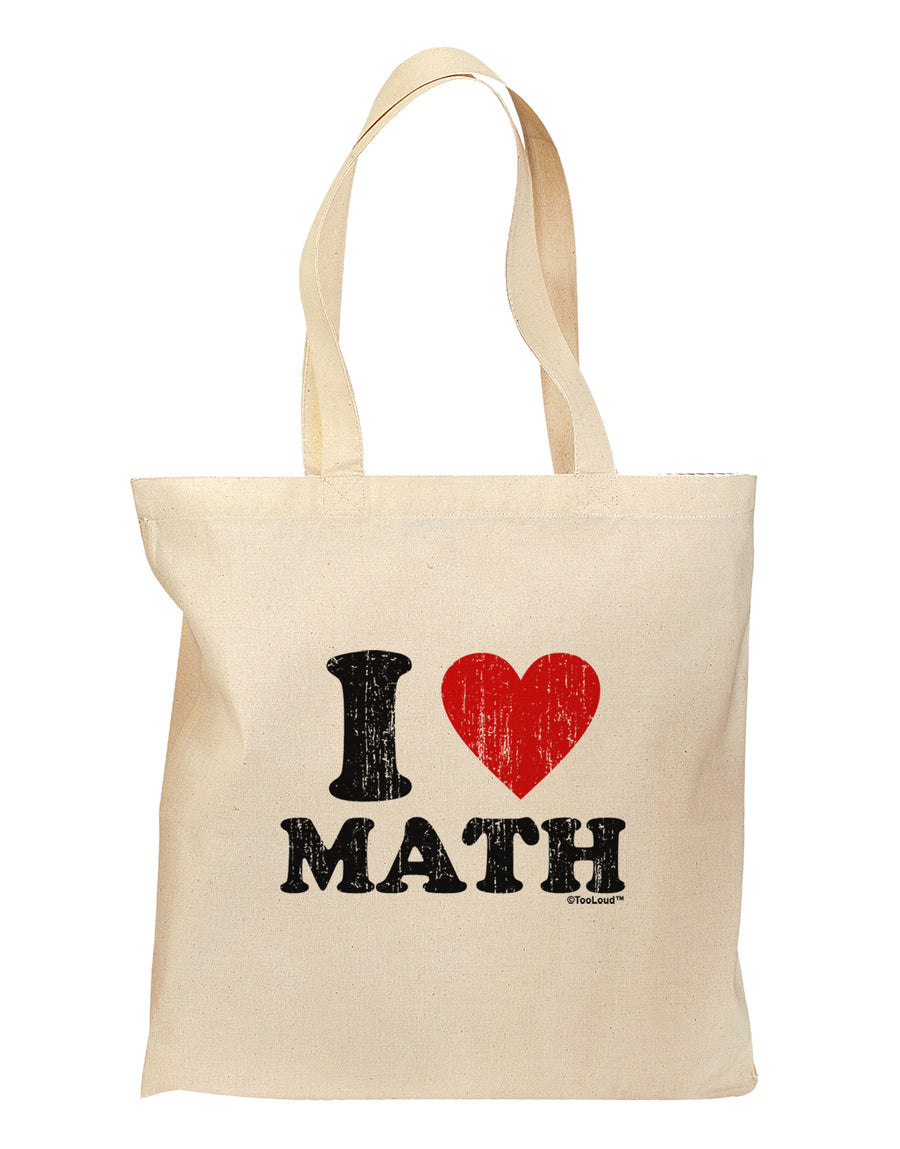 I Heart Math Distressed Grocery Tote Bag by TooLoud-Grocery Tote-TooLoud-Natural-Medium-Davson Sales