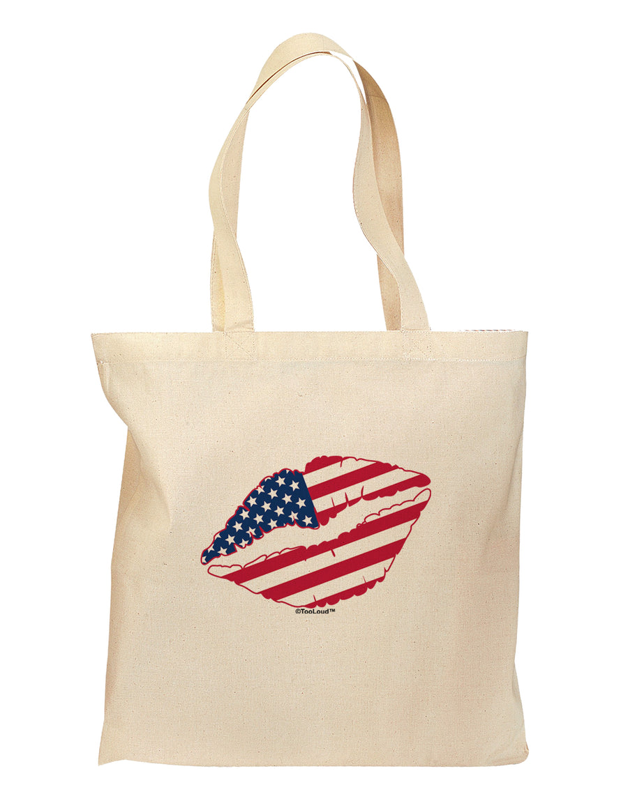 American Flag Lipstick Grocery Tote Bag by TooLoud-Grocery Tote-TooLoud-Natural-Medium-Davson Sales