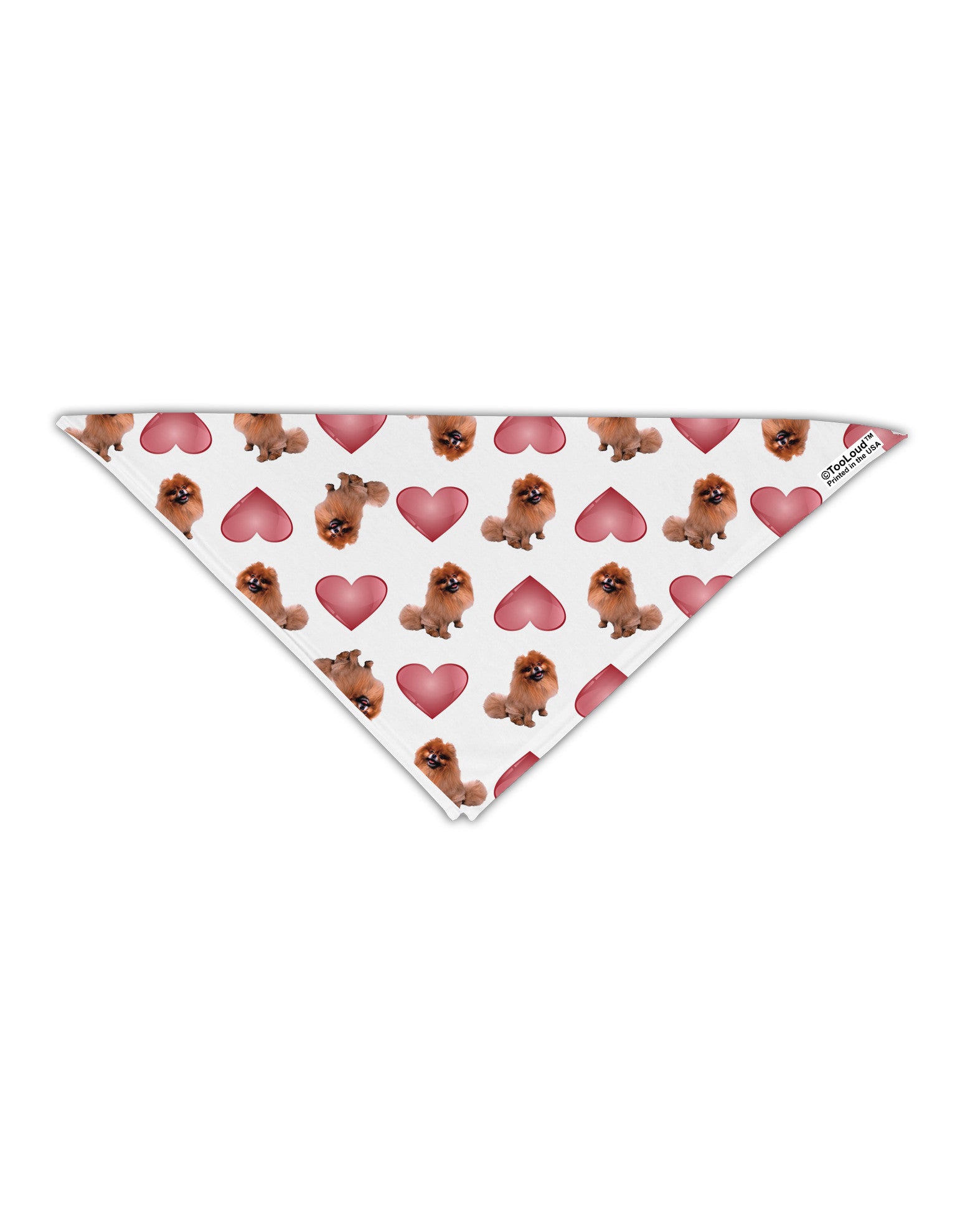 Pomeranian Hearts AOP Adult Square Bandana All Over Print-Square Bandanas-TooLoud-White-One-Size-Adult-Davson Sales