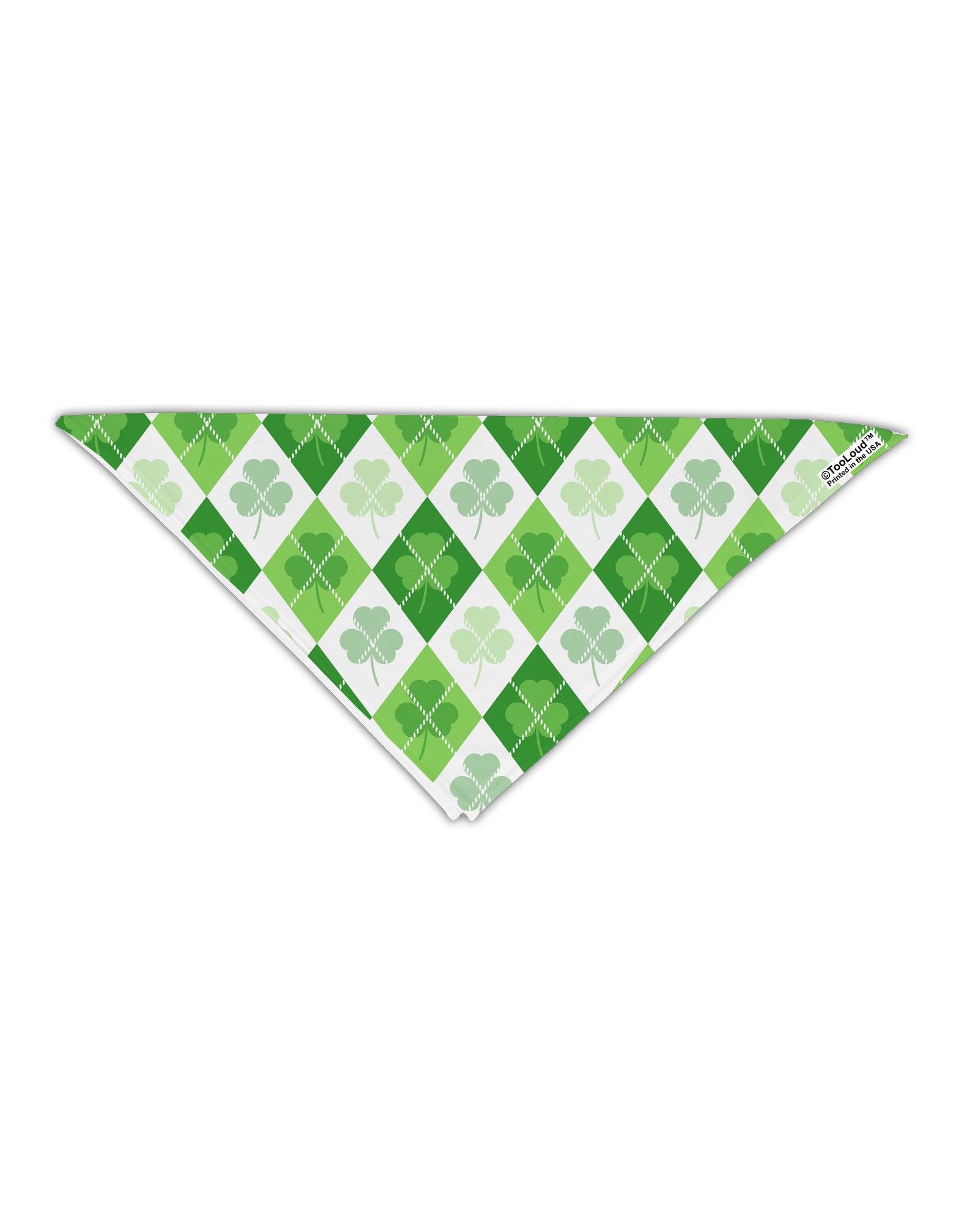 St Patrick's Day Green Shamrock Argyle Adult 19" Square Bandana All Over Print-Square Bandanas-TooLoud-White-One-Size-Adult-Davson Sales
