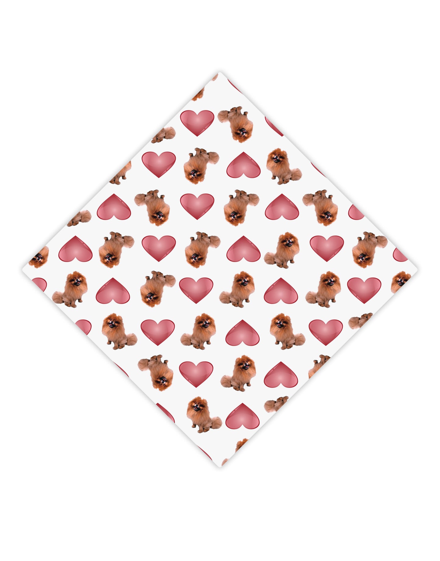 Pomeranian Hearts AOP Adult Square Bandana All Over Print-Square Bandanas-TooLoud-White-One-Size-Adult-Davson Sales