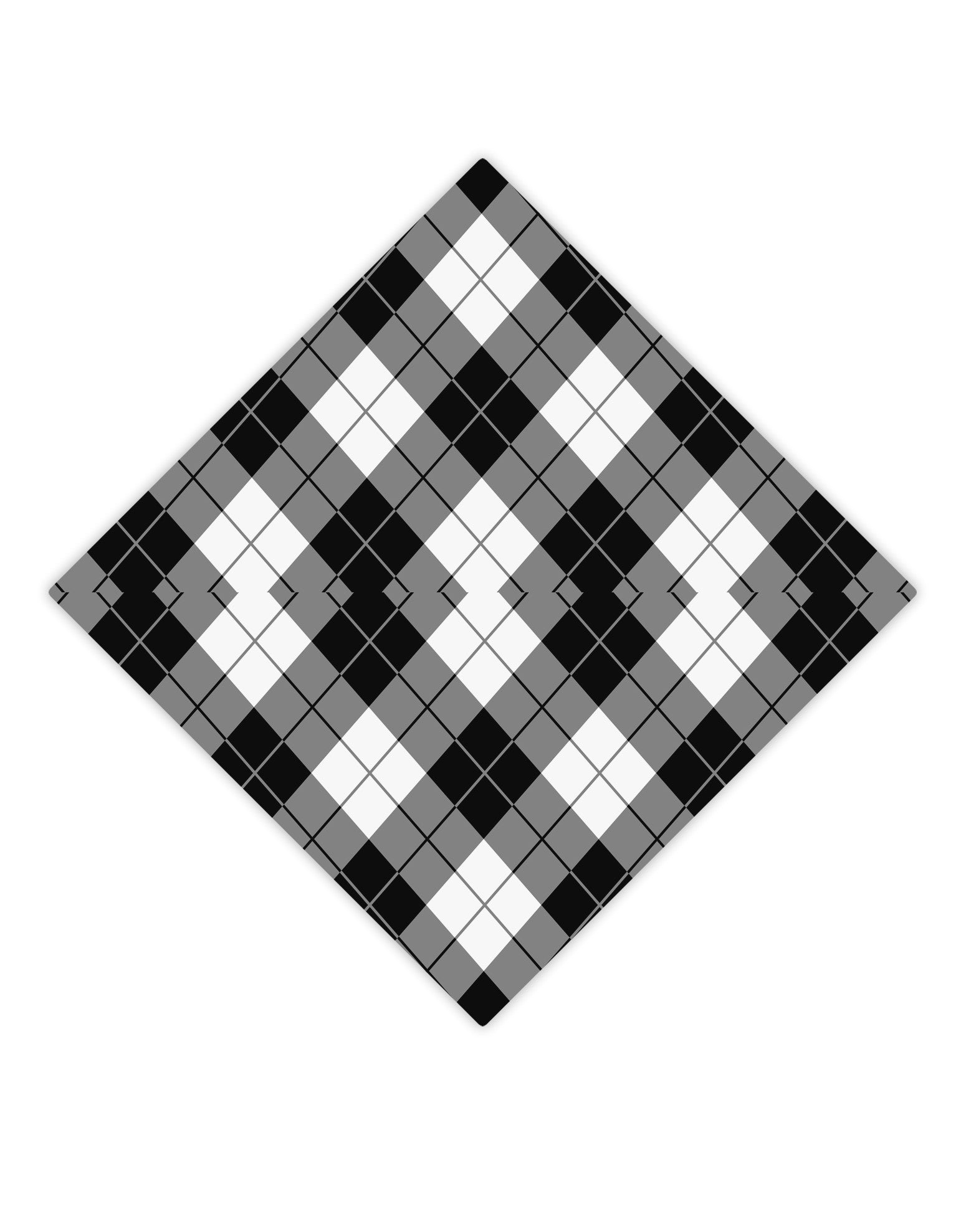 Black and White Argyle AOP Adult Square Bandana All Over Print by TooLoud-Square Bandanas-TooLoud-White-One-Size-Adult-Davson Sales