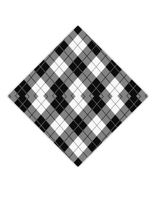 Black and White Argyle AOP Adult Square Bandana All Over Print by TooLoud-Square Bandanas-TooLoud-White-One-Size-Adult-Davson Sales