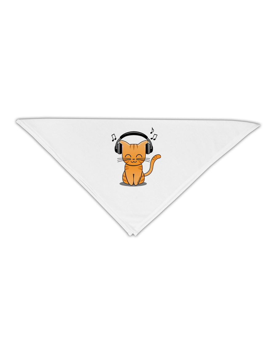 Cute Kitty With Headphones Adult 19&#x22; Square Bandana-Square Bandanas-TooLoud-White-One-Size-Adult-Davson Sales