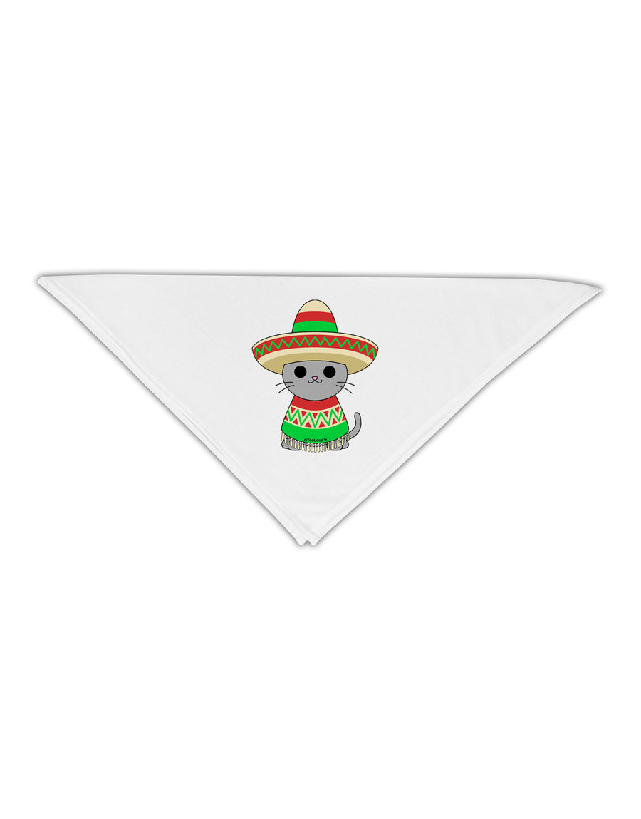 Cat with Sombrero and Poncho Adult 19&#x22; Square Bandana by TooLoud-Square Bandanas-TooLoud-White-One-Size-Adult-Davson Sales