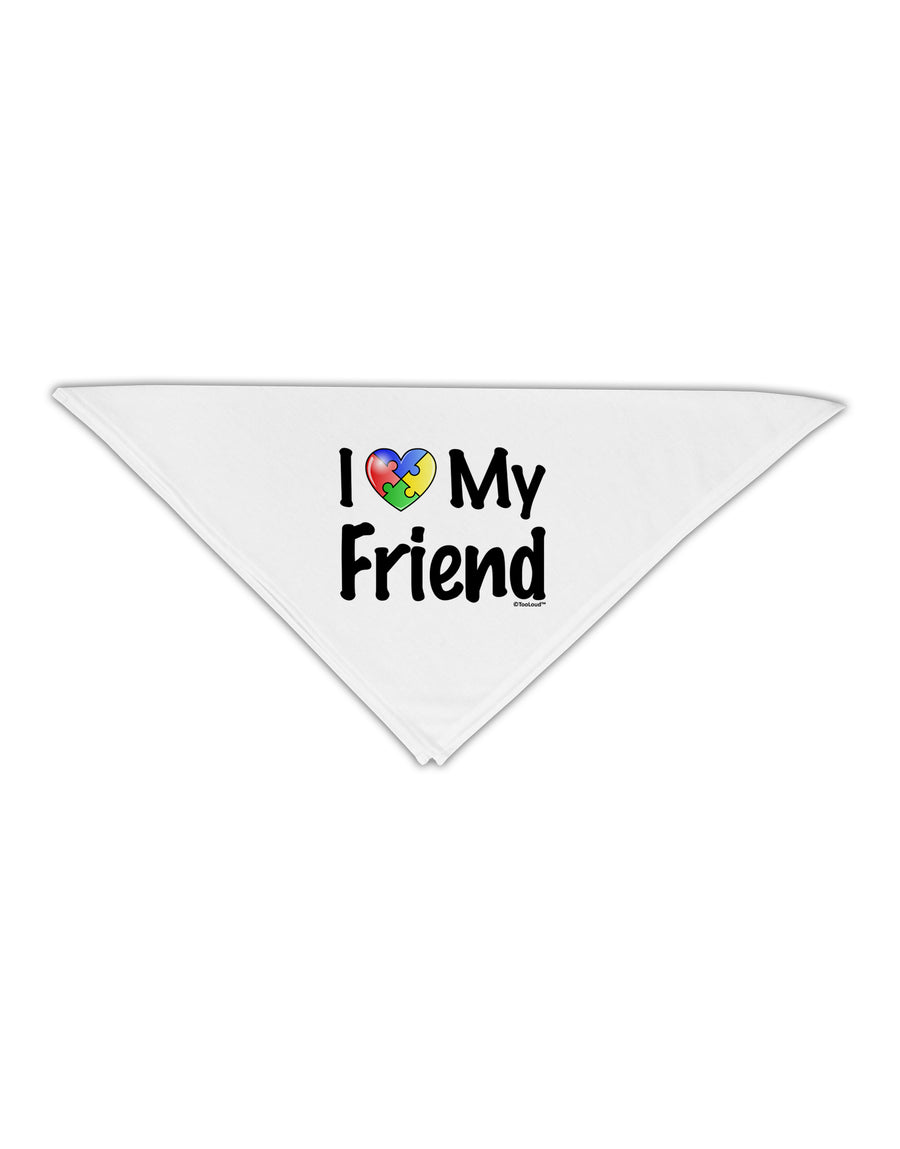 I Heart My Friend - Autism Awareness Adult 19&#x22; Square Bandana by TooLoud-Square Bandanas-TooLoud-White-One-Size-Adult-Davson Sales