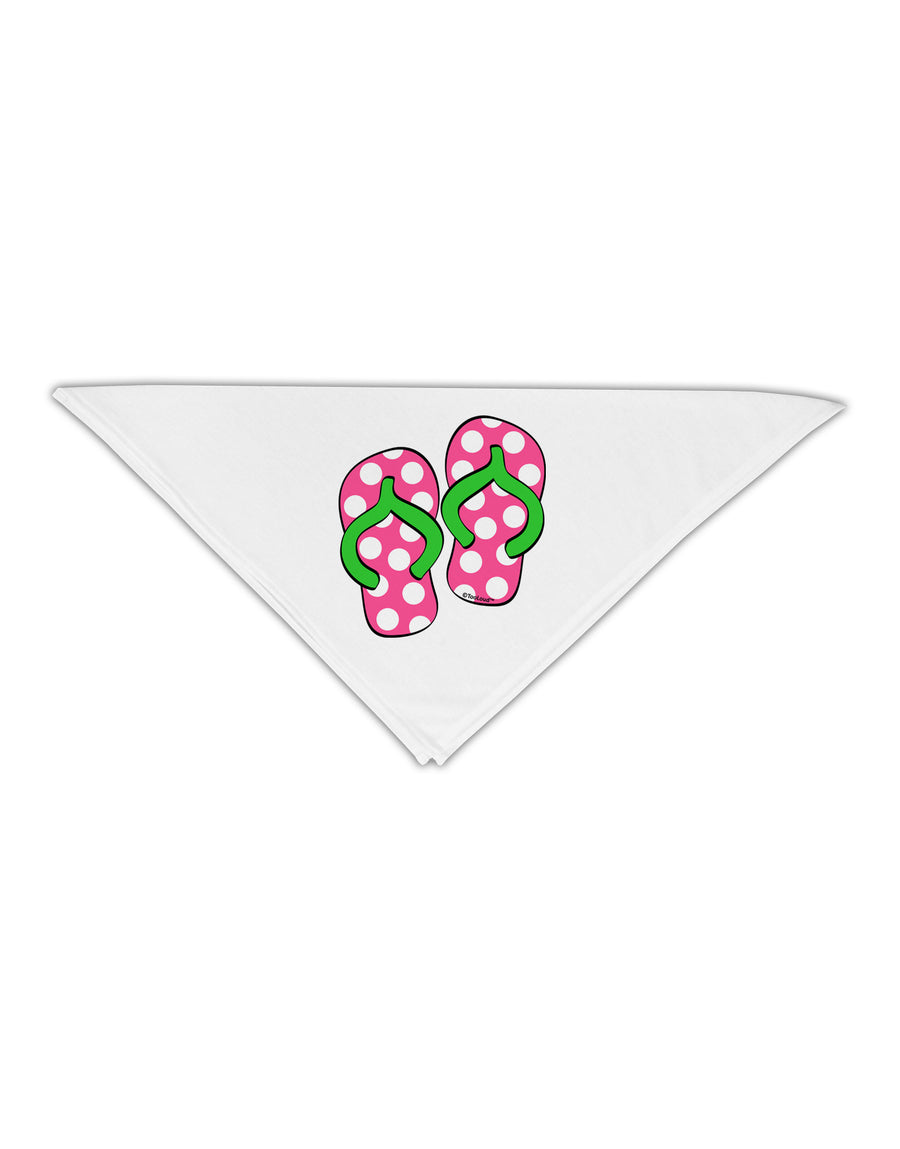 Cute Polka Dot Flip Flops - Pink and Green Adult 19&#x22; Square Bandana-Square Bandanas-TooLoud-White-One-Size-Adult-Davson Sales