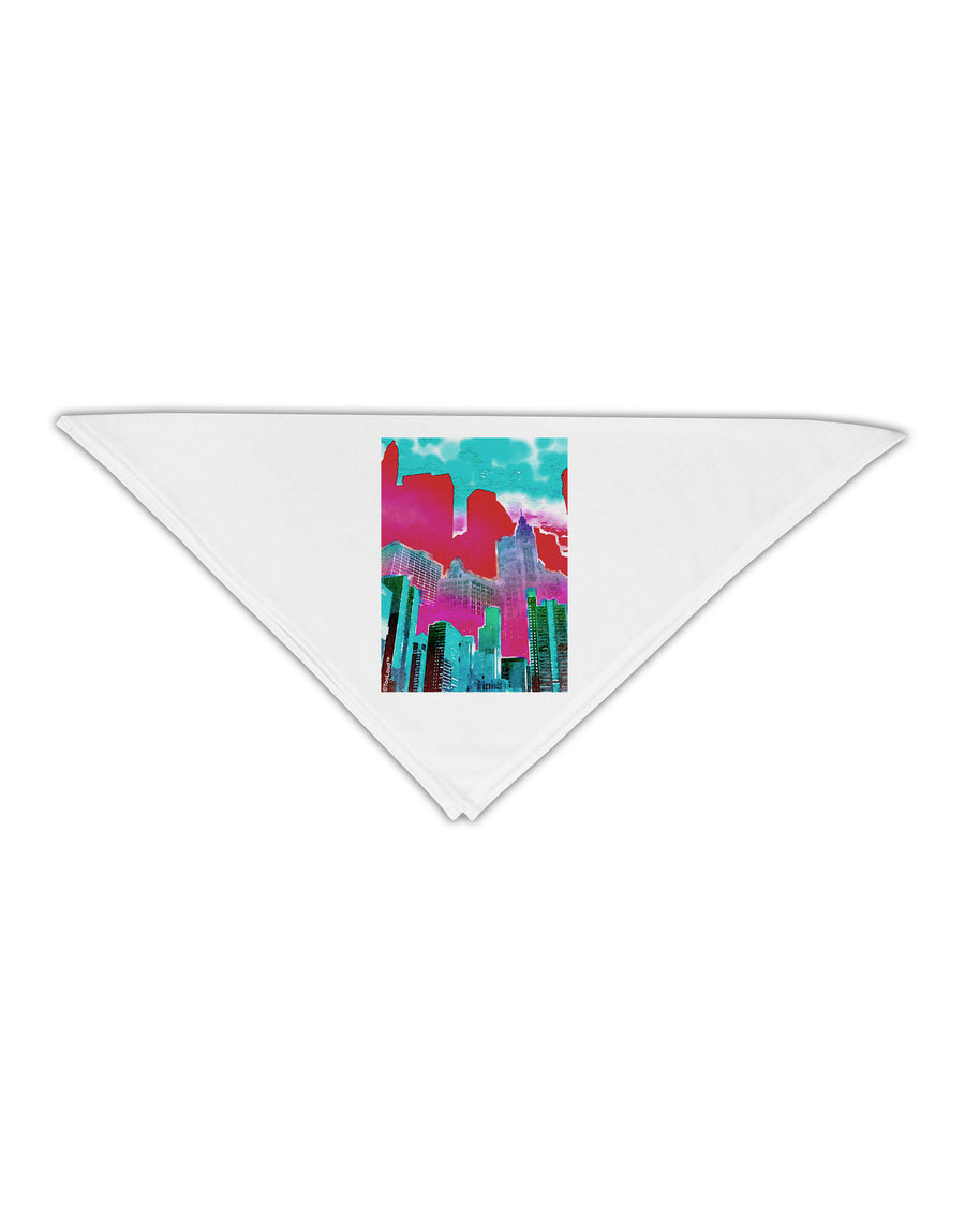 Chicago Abstract 2 Watercolor Adult 19&#x22; Square Bandana-Square Bandanas-TooLoud-White-One-Size-Adult-Davson Sales