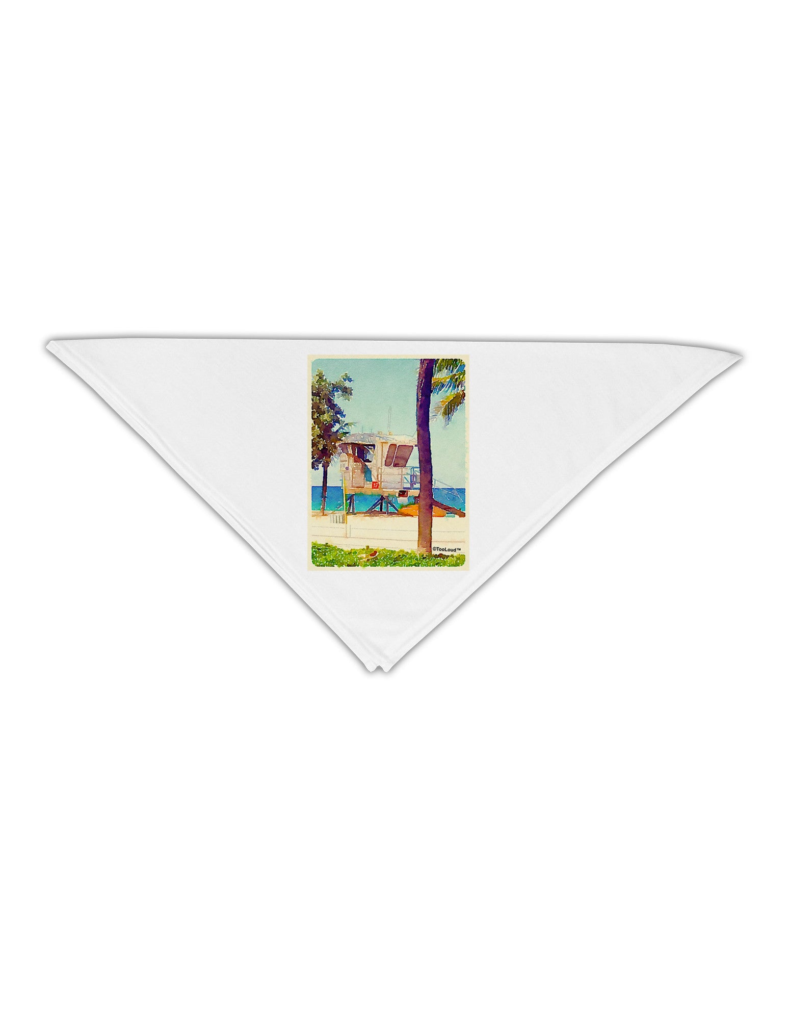 Lifeguard Station Watercolor Adult 19&#x22; Square Bandana-Square Bandanas-TooLoud-White-One-Size-Adult-Davson Sales