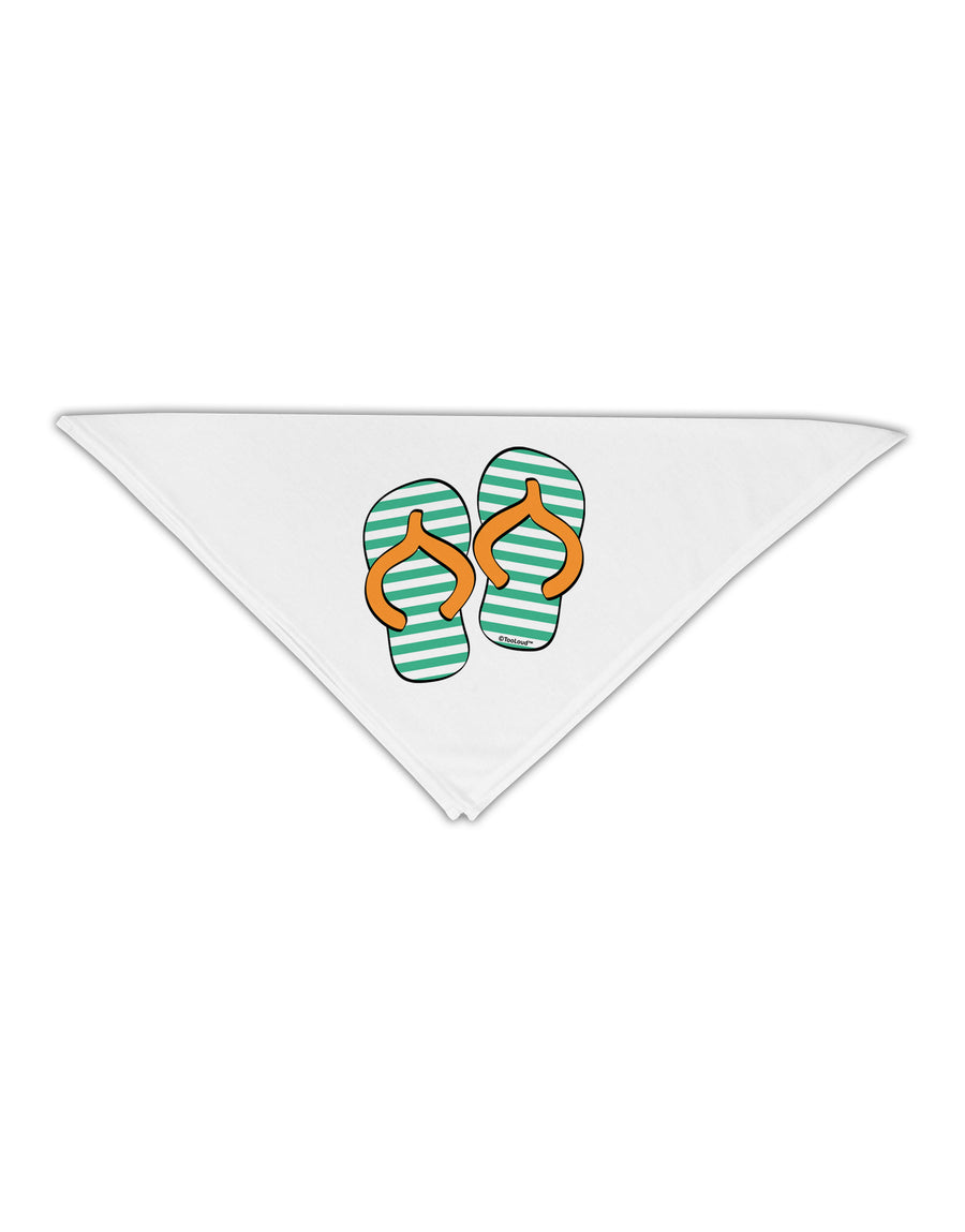 Striped Flip Flops - Teal and Orange Adult 19&#x22; Square Bandana-Square Bandanas-TooLoud-White-One-Size-Adult-Davson Sales