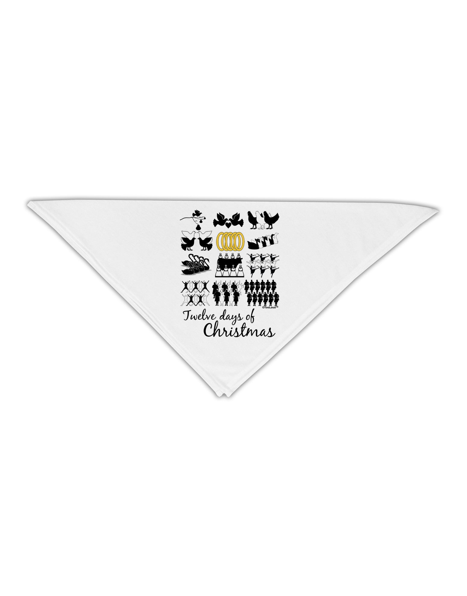 12 Days of Christmas Text Color Adult 19" Square Bandana - Davson Sales